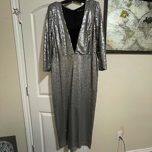 Silver sequin gown